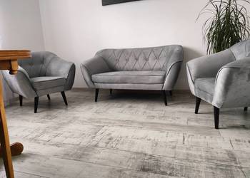 Sofa i dws fotele, drewno bukowe, nowe- OKAZJA