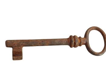 Stary stylowy metalowy klucz XVIII/XIX w. ręcznie kuty antyk zabytek raryta