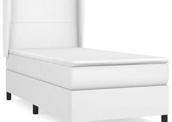 Łóżko kontynentalne z materacem białe ekoskóra 100x200 cm WM-3128896