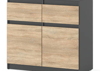 Komoda 2 Szuflady Szary Dąb Sonoma 80cm Szafka Rtv Salon Sypialnia Oleksa