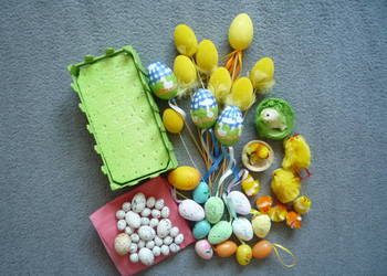 Wielkanoc Jajka Pisanki Kurczaki Kury Płotek ozdoby świąteczne