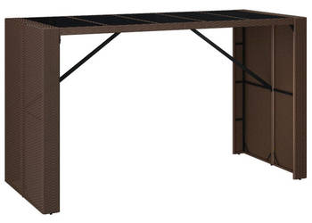 Stolik barowy ze szklanym blatem brązowy 185x80x110 cm WM-362599