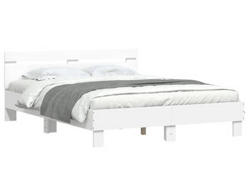 Rama łóżka z wezgłowiem i LED biała 150x200 cm WM-3207539