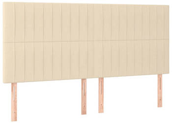 Zagłówek do łóżka z LED kremowy 160x5x118/128 cm tkanina WM-3122673