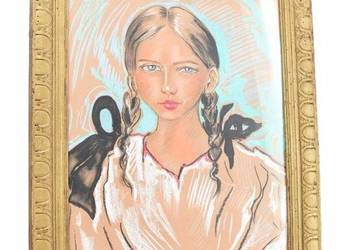 Ignacy Witkiewicz Witkacy 1930 - Pastel - Stary Obraz Portret Dziewczyny