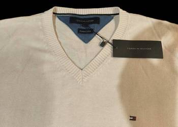 Ekskluzywny sweter męski Tommy Hilfiger V-Neck Różowy Premium Cotton L-XL N