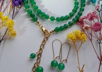 Naszyjnik z kamienia naturalnego zielony agat.