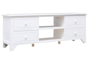 Szafka pod TV biała108x30x40 cm drewno paulownia WM-338517