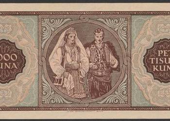 Chorwacja 5000 kuna (kun) 1943 - stan bankowy - UNC -