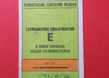 ( 1904 ) Zaświadczenie Kwalifikacyjne SEP, Przeradzki