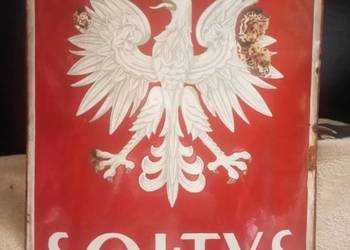 Stara przedwojenna Tablica emaliowana SOŁTYS Orzeł wz.27 IIRP l.30ste XXw.