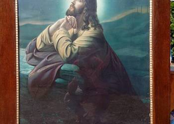 Stary Duży Obraz Religijny – Jezus w Ogrójcu (Heinrich Hofmann) – ok. 100 l