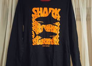 Bluzka Chłopięca Długi Rękaw Czarna Bawełna Nadruk Rekin Y.F.K 158