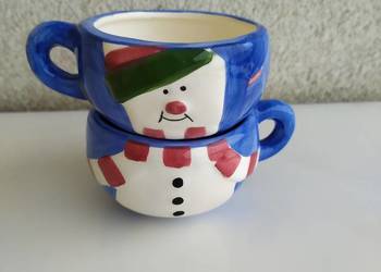 Kubek kubki porcelanowe szt 2 komplet Bałwanek