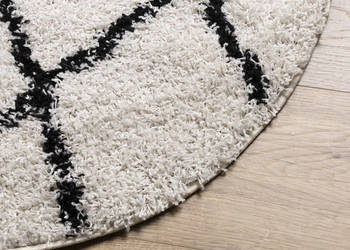 Dywan z długim włosiem PAMPLONA kremowo-czarny Ø 80 cm WM-375375