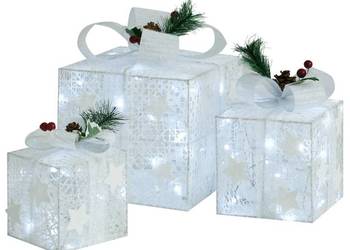 vidaXL Dekoracja świąteczna: 3 białe prezenty(SKU:329766.)