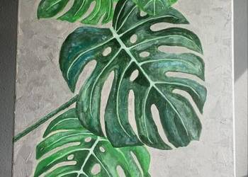 Obraz ręczne malowany "Monstera", 50x80