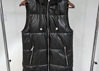 Czarny pikowany bezrękawnik długi kamizelka