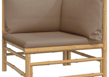 Narożna sofa ogrodowa z poduszkami w kolorze taupe bambusowa WM-362286