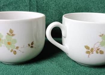 Porcelanowy kubek vintage z zielonym motywem kwiatowy Karolina