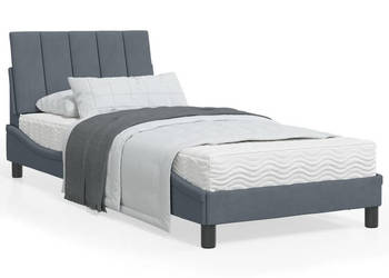 Łóżko z materacem ciemnoszare aksamitne 90x200 cm WM-3208575
