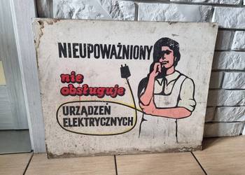 Tablica ostrzegawcza BHP oryginalna PRL
