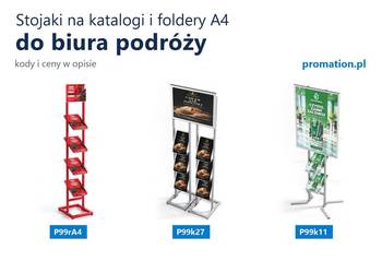 Stojaki na katalogi i foldery A4 do biura podróży – podłogowe i ścienne