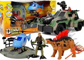 Nowy Duży Zestaw Dinozaurów oraz Figurek Helikopter