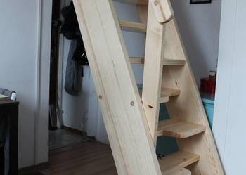 SCHODY KACZE na wysokość 260cm szer.80cm sosnowe z poręczą