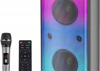 Głośnik Bluetooth przenośny TAMPROAD 80W RGB LED Mikrofon Karaoke Pilot