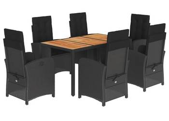 vidaXL 7-cz. zestaw mebli ogrodowych z poduszkami, czarny(SKU:3212234)