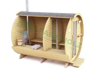 Sauna Circle Large Close 3,0m z przedsionkiem beczka sauna ogrodowa