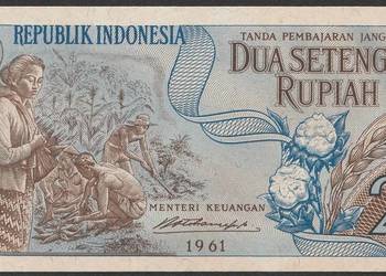 Indonezja - 2 1/2 rupiah - 1961 - STAN BANKOWY UNC