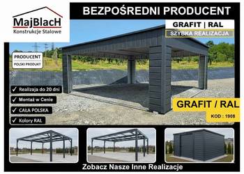 OTWARTY CARPORT na samochód / Zadaszenie na pojazdy/Profil   Maj-BlacH