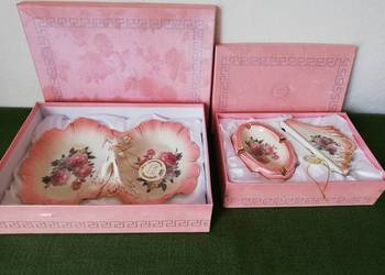 Kabaret serwetnik popielnica różana porcelana