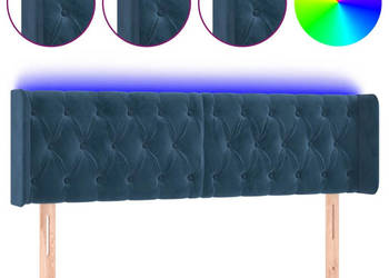 Zagłówek do łóżka z LED ciemnoniebieski 147x16x78/88 cm aksamit WM-3123624