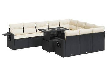 11-cz. zestaw wypoczynkowy do ogrodu poduszki czarny rattan PE WM-3326547