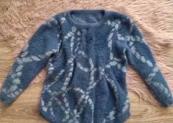 Piękny ciepły zimowy niebieski sweter 38 oversize