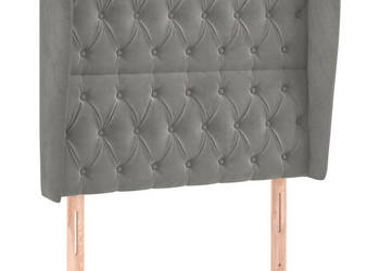 Zagłówek uszak jasnoszary 103x23x118/128 cm aksamit WM-3118334