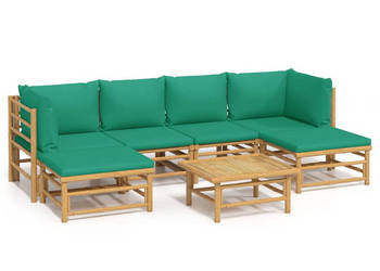 7-cz. zestaw mebli do ogrodu zielone poduszki bambus WM-3155165