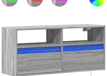 Ścienna szafka TV z LED szary dąb sonoma 100x31x45 cm WM-852339