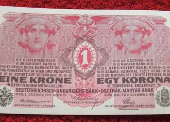 AUSTRIA / WĘGRY 1 KORONA 1916 Rok Kolekcjonerski Banknot UNC