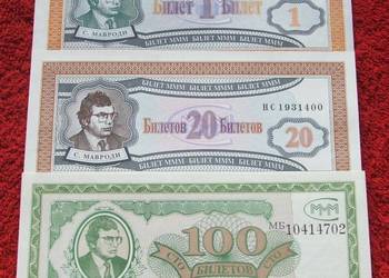 ROSJA ZASTĘPCZE Kolekcjonerskie Banknoty Zestaw - 3 szt. UNC