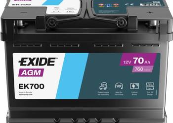 Akumulator 70Ah 760A EN EXIDE AGM START&STOP EK700