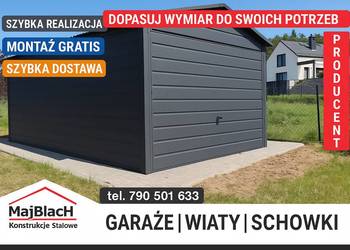 Grafitowy Mały Garaż Blaszany /Wiatka / Schowek / Garaże – Maj-Blach