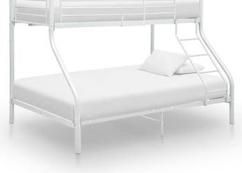 vidaXL Rama łóżka piętrowego, biała, metalowa, 140x200 cm（SKU:2879030