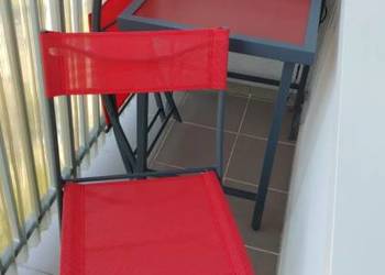 Zestaw mebli balkonowych tarasowych rozkładany stolik i krzesła