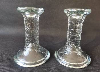 Stare nieużywane szklane świeczniki HSG Ząbkowice, PRL