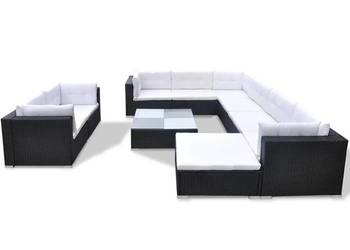 10-cz. zestaw mebli do ogrodu, poduszki, rattan PE, czarny(SKU:41876)