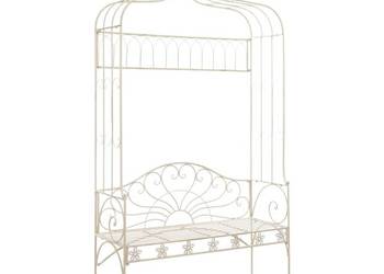 vidaXL Ławka ogrodowa, 122 cm, żelazo, antyczna biel（SKU:45434）